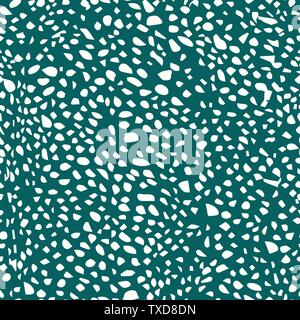Sketchy hand gezeichnete Punkte Vektor nahtlose Muster. Weiße Punkte Textur auf grünem Hintergrund. Freehand Vektor diffuse Flecken. Tapete, Papier Stock Vektor