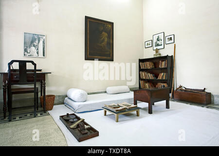 Zimmer von Mahatma Gandhi in Anand Bhawan, Uttar Pradesh, Indien, Asien verwendet Stockfoto