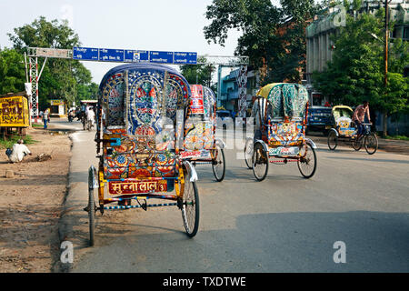 Malte Zyklus Rikschas, Allahabad, Uttar Pradesh, Indien, Asien Stockfoto