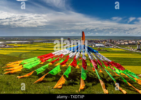 Qinghai-see Chaka Salzsee Raps malerischen Kloster Qilian, Menyuan Stockfoto