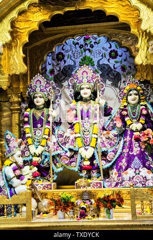 Rama Lakshmana Sita Götzen, Hare Krishna ISKCON-Tempel, UK, Vereinigtes Königreich Stockfoto