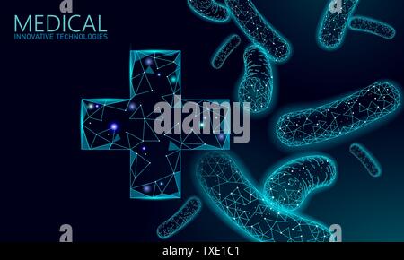 Bakterien 3D-Low Poly render Probiotika. Gesunde normale Verdauung Flora. Moderne allergist Gastroenterologe Technologie Medizin Allergie Immunität Stock Vektor