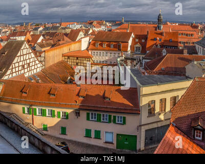 Hohe Betrachtungswinkel von Bamberg, eine Stadt in Oberfranken in Bayern, Deutschland Stockfoto