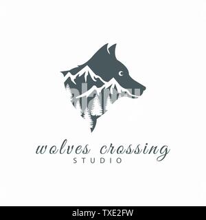 Der wilde Wolf Logo Design Stock Vektor