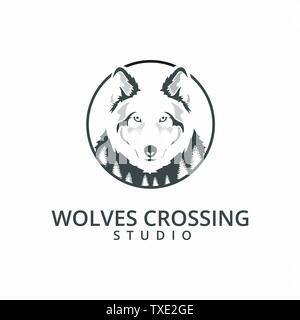 Der wilde Wolf Logo Design Stock Vektor