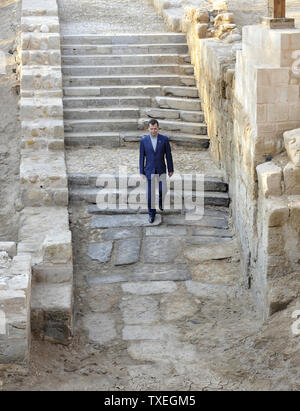 Der russische Präsident Dmitri Medwedew besucht den Ort, wo Jesus Christus geglaubt wird, in der Nähe des Jordan getauft worden zu sein, in Jordanien am 19. Januar 2011. UPI Stockfoto