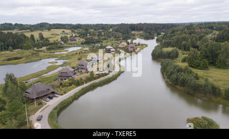 Amatciems See Antenne drone Top view Lettland Stockfoto