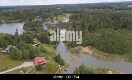 Amatciems See Antenne drone Top view Lettland Stockfoto