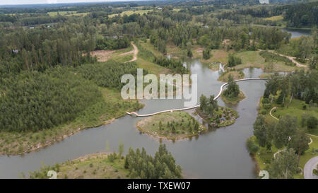 Amatciems See Antenne drone Top view Lettland Stockfoto