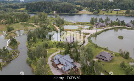 Amatciems See Antenne drone Top view Lettland Stockfoto