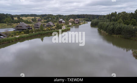 Amatciems See Antenne drone Top view Lettland Stockfoto