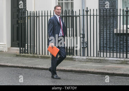 London, Großbritannien. 25. Juni 2019. Jeremy Hunt Staatssekretär für Auswärtige Angelegenheiten kommt an der Downing Street für die wöchentliche Kabinettssitzung. Jeremy Hunt ist ein Rivale von Boris Johnson Kämpfer, dem Führer der Konservativen Partei und Premierminister Kredit zu werden: Amer ghazzal/Alamy leben Nachrichten Stockfoto