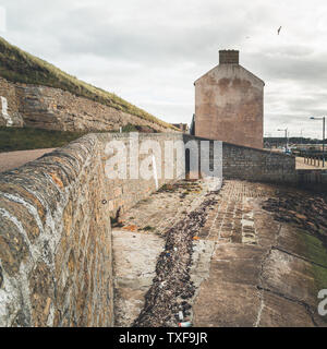 Blick auf die stadt Gebäude in Burghead, Küsten, Fischerdorf in den schottischen Highlands, Schottland, Großbritannien. Stockfoto