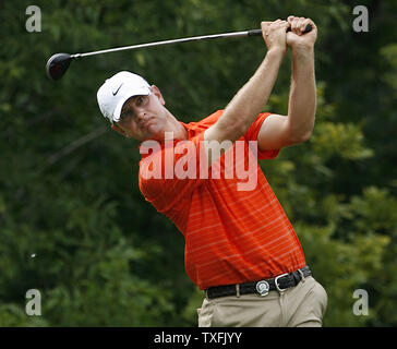 2009 US Open Champion Lucas Glover zweigt weg auf dem 10 Loch in der ersten Runde der 91St PGA Meisterschaft bei Hazeltine National Golf Club in Chaska, Minnesota am 13. August 2009. UPI/Brian Kersey Stockfoto