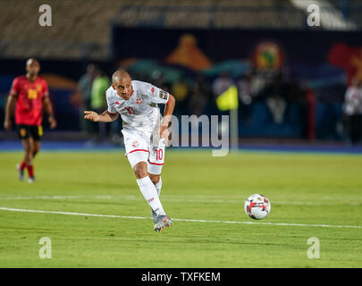 Suez, Ägypten. 24. Juni, 2019. Wahbi Khazri von Tunesien während der 2019 Afrika Cup der Nationen Übereinstimmung zwischen Tunesien und Angola an der Suez Armee Stadion in Suez, Ägypten. Ulrik Pedersen/CSM/Alamy leben Nachrichten Stockfoto