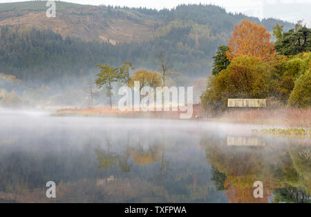 Am frühen Morgen Nebel über Loch Ard, Stirling Stockfoto