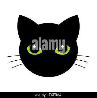 Schwarze Katze mit grünen Augen Stock Vektor