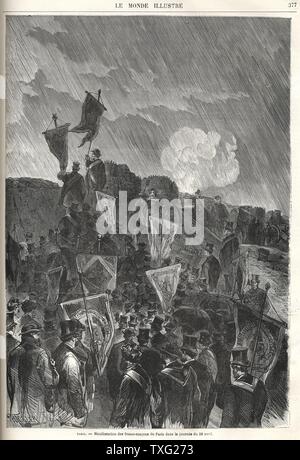 Moller Masonic Demonstration in Paris am 28. April 1871, in Le Monde Illustré 1871 veröffentlicht (36 cm x 26 cm) Teil der Demonstration (die in Wirklichkeit am 29. April 1871 stattfand) wurde vergeblich vor den Leuten von Versailles durchgeführt an der Porte Maillot und der Porte de Champerret, in der Hoffnung, eingreifen und zwingen einen Waffenstillstand. Paris, Musée de La Franc-Maçonnerie Stockfoto