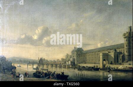 Reiner Nooms, genannt Zeeman holländischen Schule Blick auf die Seine und der Louvre Vue de la Seine avec la façade Sud de la Grande Galerie du Louvre 1660 Öl auf Leinwand (26 x 41 cm) Paris, Musée du Louvre Stockfoto