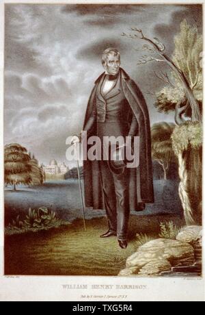 William Henry Harrison (1773-1841) amerikanischer Soldat und Politiker. 9. Der Präsident der Vereinigten Staaten von Amerika 1841. Starb am 32. Tag im Büro farbige Lithographie. Stockfoto