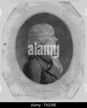 Thomas Jefferson (1743-1826), dritter Präsident der Vereinigten Staaten (1801-1809) Lithographie Stockfoto