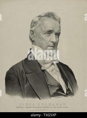 James Buchanan, 15. Präsident der Vereinigten Staaten von Amerika (1857-1861) Lithographie Stockfoto