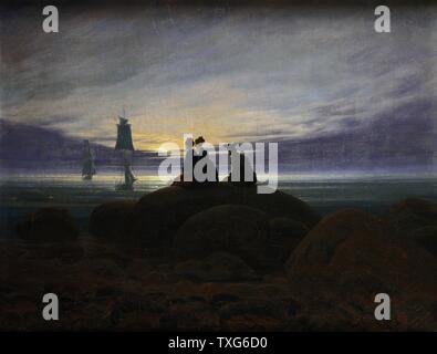 Caspar David Friedrich Deutsche Schule Mondaufgang über dem Meer Öl auf Leinwand Stockfoto