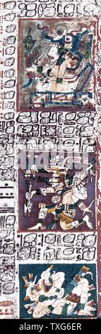 Der Dresdener Codex (Codex Dresdensis) Präkolumbische Maya Buch im 11. oder 12. Jahrhundert, Yucata Stockfoto