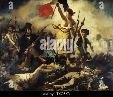 Eugène Delacroix französische Schule Le 28 Juillet. La Liberté guidant le peuple" (28. juillet 1830) 1831 Öl auf Leinwand (260 x 325 cm Paris, Musée du Louvre Stockfoto