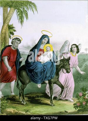 James S. Baillie die Flucht nach Ägypten - Engel führt Maria mit dem Jesuskind auf einem Esel, mit Joseph hinter Lithographie Stockfoto
