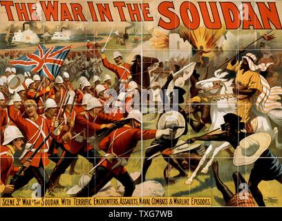 Der Krieg im Sudan, Poster für einen Barnum und Bailey Zirkus Produktion" der Mahdi, oder, für das Victoria Cross', britischen und Mahdist Truppen sich während der Anglo - Sudan Krieg oder Mahdist Krieg (1881-1899) Chromolithograph Stockfoto