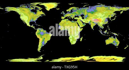 Die NASA und das japanische Ministerium für Wirtschaft, Handel und Industrie Advanced Spaceborne Thermal Emission und Reflexion Radiometer (ASTER) globales Höhenmodell (GDEM) der Welt Stockfoto