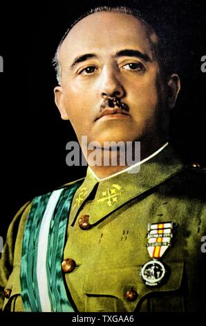 Portrait von General Francisco Franco, spanischer Staatsmann, etablierte er einem autokratischen Diktatur in Spanien von 1939 bis 1975. 1937 Stockfoto