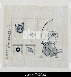 Krieger, Album, nach links, mit Bogen gezeichnet, etwa zu einem Pfeil schießen umfasst verschiedene Arten von Zielen. Stockfoto