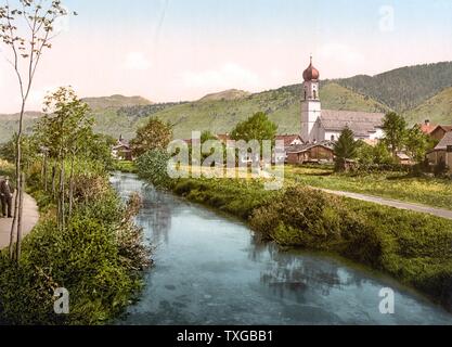 Eine Szene auf der Ammer, Oberbayern, Oberammergau, Deutschland 1890 Stockfoto