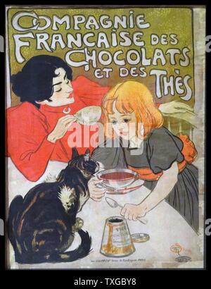 Plakatwerbung für französische Schokoladen von Théophile Alexandre Steinlen (1859-1923) Schweiz geborene französische Art Nouveau Maler und Grafiker. Datiert 1895 Stockfoto