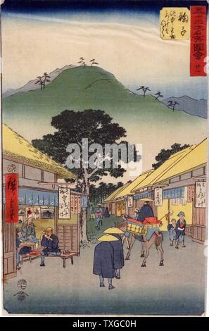 Mariko (T-Kaid-Station) und? Hiroshige (1797-1858) japanische Ukiyo-e Künstler. Vom Jahre 1834 Stockfoto