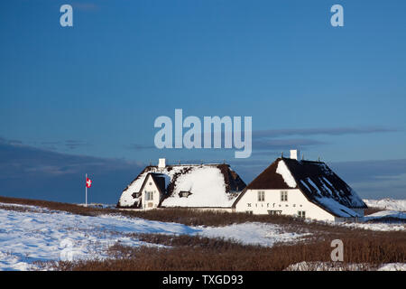 Geographie / Reisen, Deutschland, Schleswig-Holstein, Friesisches Haus in Kliffende, Kampen, Insel Sylt, Nordfriesische Inseln, Panorama-Freiheit Stockfoto