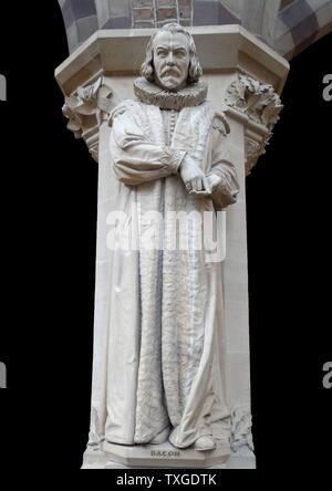 Statue der englische Philosoph Roger Bacon (1214-1294) und Franziskanermönch. Vom 2009 Stockfoto