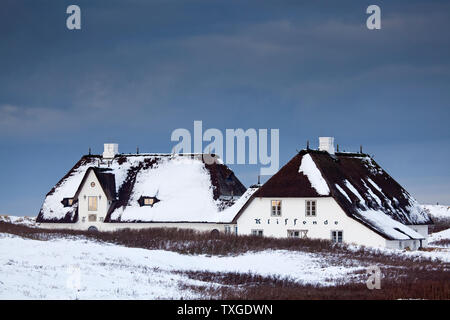 Geographie / Reisen, Deutschland, Schleswig-Holstein, Friesisches Haus in Kliffende, Kampen, Insel Sylt, Nordfriesische Inseln, Panorama-Freiheit Stockfoto