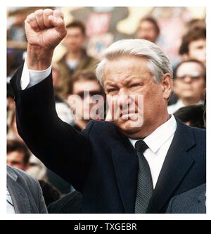 Der russische Präsident Boris Yeltsin (1931-2007), russischer Politiker und erster Präsident der Russischen Föderation zu fotografieren. Datierte 1991 Stockfoto