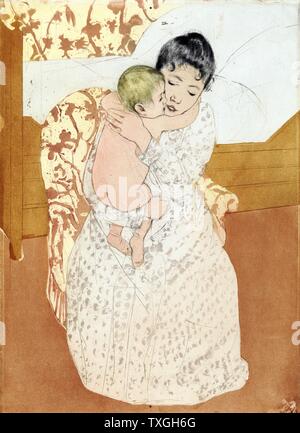 Mütterliche Zärtlichkeit 1891; von Mary Cassatt 1844-1926, Künstler Farbe trocken Punkt, weichen Boden-Radierung und Aquatinta Stockfoto