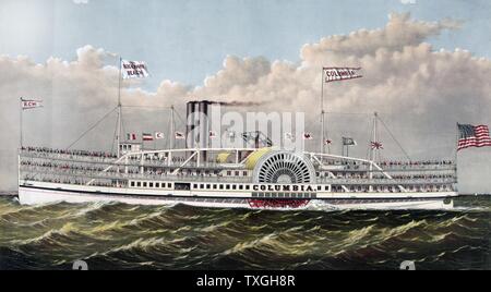 Der neue Exkursion Dampfer Columbia: "Juwel des Ozeans" herausgegeben von Currier & Ives, c1877. Stockfoto