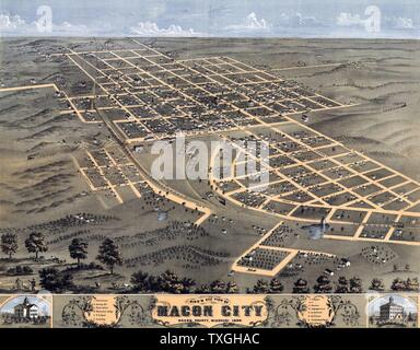 Farbe drucken von Macon Stadt, Macon County, Missouri. Datiert 1869 Stockfoto