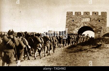 Japanische Truppen in China 1933 Mandschurei eingeben Stockfoto