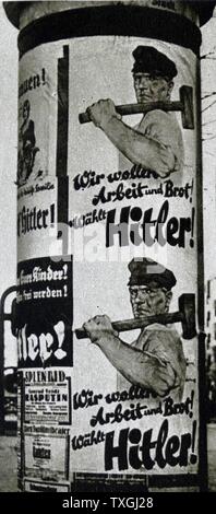 Nazi-Propaganda-Wahlplakat im deutschen Wahlkampf 1932 Stockfoto