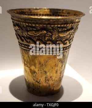 Kero Kultur, rituelle Cup in Gold; Mesoamerikanischen. Equador1450-1535 AD Stockfoto