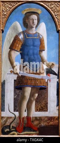 Gemälde mit dem Titel "St. Michael" von Piero, ein italienischer Maler der Frührenaissance. Vom 15. Jahrhundert Stockfoto