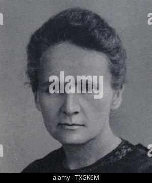 Fotodruck von Marie Curie (1867-1934), polnische und eingebürgert Französisch Physiker und Chemiker, wegweisende durchgeführt auf Radioaktivität Forschung. Vom 20. Jahrhundert Stockfoto