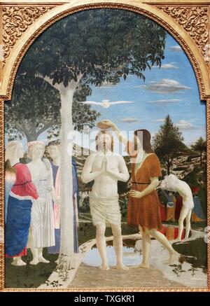 Gemälde mit dem Titel "Die Taufe Christi" von Piero, ein italienischer Maler der Frührenaissance. Vom 15. Jahrhundert Stockfoto